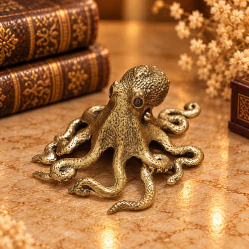 Mini vintage brass octopus - vintage,